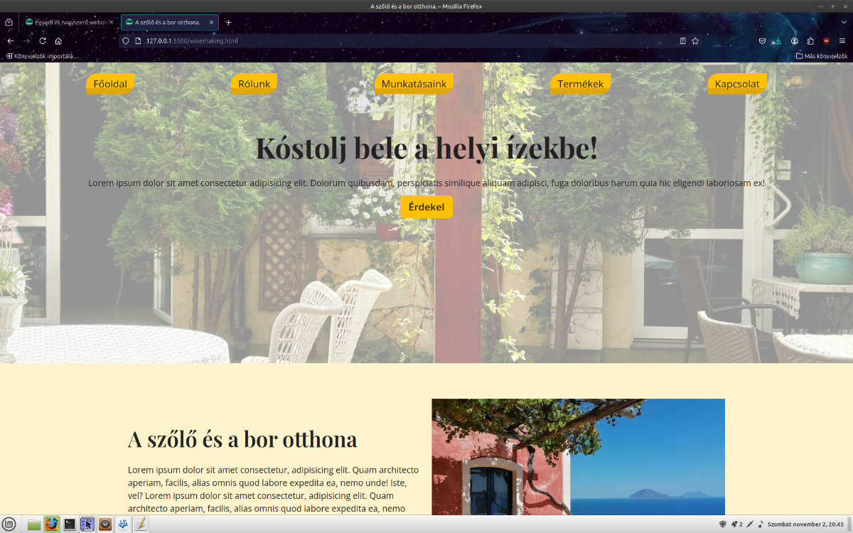 Szőlőgazdaság weboldal